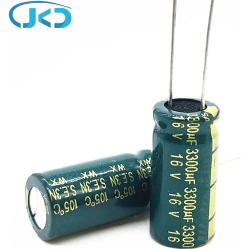 10pcs/lot 16v 3300uf 13*20mm high-frequency low-impedance aluminum electrolytic capacitor 3300uf 16v 20