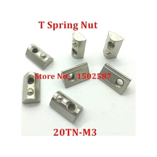 100pcs Thread M3 T Spring nut t slot nuts 20-M3 Half Round Elasticity Square Nut 2020 Series Aluminum Profile Accessories Slot 6