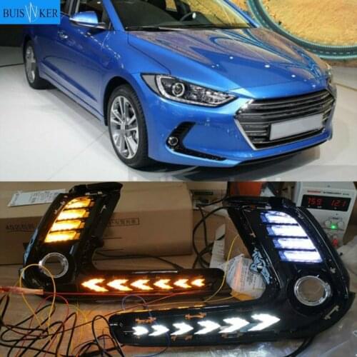 2Pcs LED fog lamp For Hyundai Avante AD Elantra 2016 2017 2018 Turn signal style Relay 12V LED Car DRL daytime running lights