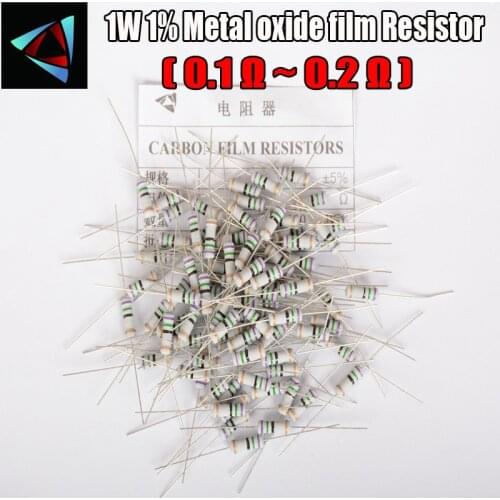20pcs 5% 1W Metal oxide film Resistor 0.1 0.12 0.15 0.18 0.2 ohm Carbon Film Resistor