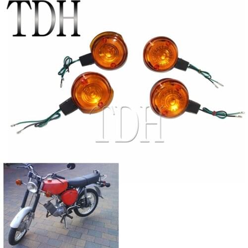 4 PCS Motorcycle Front & Rear Turn Signal Light Blinker Flasher Amber Lens For Simson S50 S51 S70