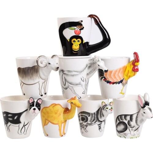 400 ml kawaii Funny Ceramic Mug Coffee Cup 3D Animals Mug Rabbit Dog Cat Elephant Shape Milk Cups For Kids Gift Cute Cup Mug