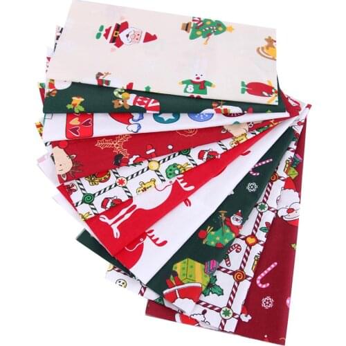 5 Pcs/lot Christmas Print DIY Fabric Snowman Christmas Deer Sewing 100% Cotton Fabric For Baby Clothes Bedding Quilting Material