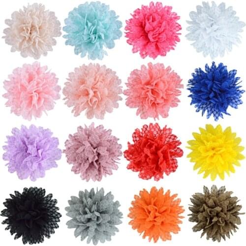 9cm Chiffon Fabric Flowers brooch Artificial Flower DIY For Kids Clothes Corsage Dress Hair Accessories