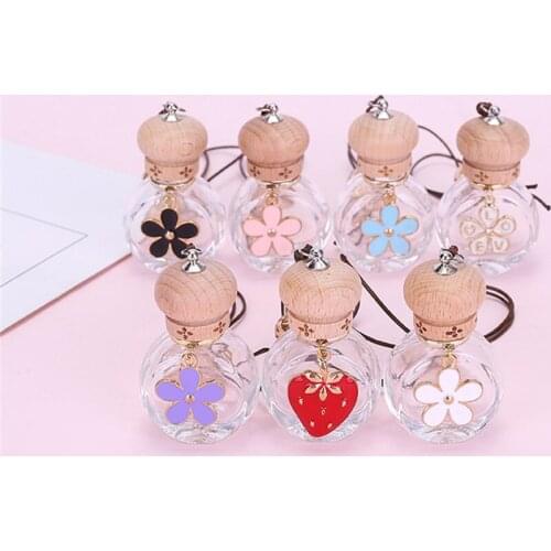 1pcs Car Pendant Glass Perfume Bottle Automotive Rearview Mirror Ornament Empty Bottle Decoration Diy Make Up Accessories