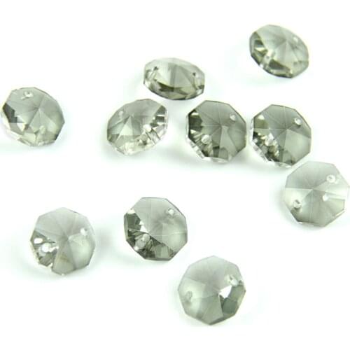 Black Dia 14mm Octagon Beads With 1 Hole/2 Holes Crystal Lighting Lamp Parts Beads Strand Component For Home Wedding & DIY