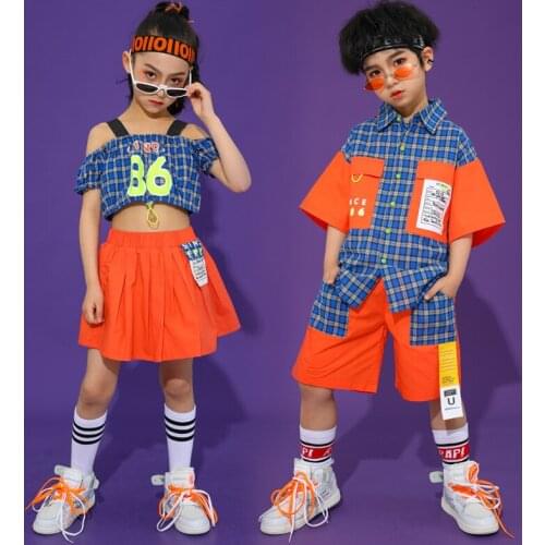 ChildrenS Jazz Dance Costumes Crop Tops Skirts Cheerleading Costumes Girls Hip-Hop Dance Clothes For Kids Stage Outfits DQS5029