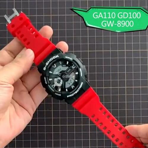 Glossy Resin Strap for Casio G-SHOCK GA-110 GD-100 G-8900 GLS-8900 PU Waterproof Sport Replace Bracelet Band Watch Accessories