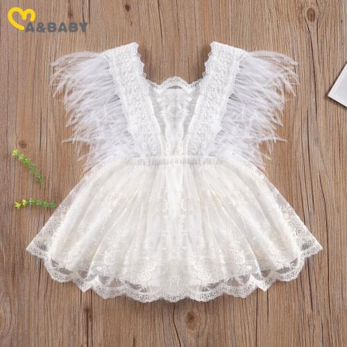 Ma&Baby 0-24M Princess Toddler Newborn Infant Baby Girl Lace Rompers Ruffles Feather Jumpsuit Sleeveless Birthday Summer Clothes
