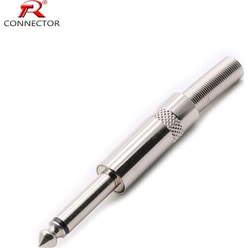 1PC Mono 6.35mm Jack 1/4 inch audio Connector 6.3mm Male Plug soldering Audio Wire Connector