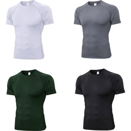Men Running T-shirt Breathable Sport Shirts Short Sleeve Compression Gym Tights Running T Shirt Quick Dry