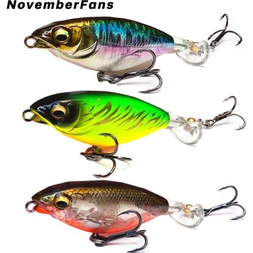 NovemberFans Topwater Soft Rotating Wobbler Popper Fishing Lures Floating Hard Body Pencil Bait Tackle for Bass Pike Fishing