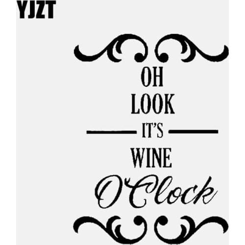 YJZT 10.5CM*14.2CM OH LOOK ITS WINE O'Clock Personality Car Sticker Safety Vinyl Decal Black/Silver C3-1110