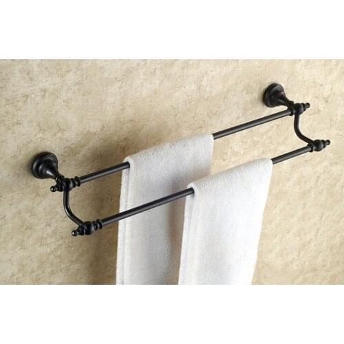 Wall Mounted Black Oil Rubbed Antique Brass Bathroom Double Towel Bar Towel Rail Holder Bathroom Accessory mba822