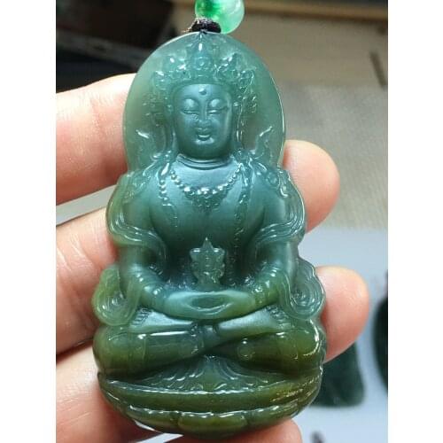 Real 7A Myanmar jade Hand-Carved jade guan yin emperor green jade pendant jade necklace pendants jewelry jade necklaces woman