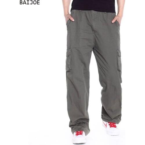 2019 New Summer Men Cargo Pants Overall Baggy Army Green Pant Workman Tactical Loose Trousers Mens Long Pants Plus Size XL-6XL