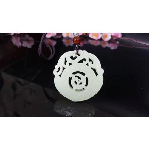 Natural hetian white jade handcarved phoenix blessing pendant simple retro pendant temperament jewellery fashion for women men