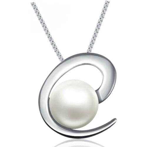 Sinya 925 sterling silver pearl pendant necklace choker for women girls and mother Christmas new years gift 18inch box chain