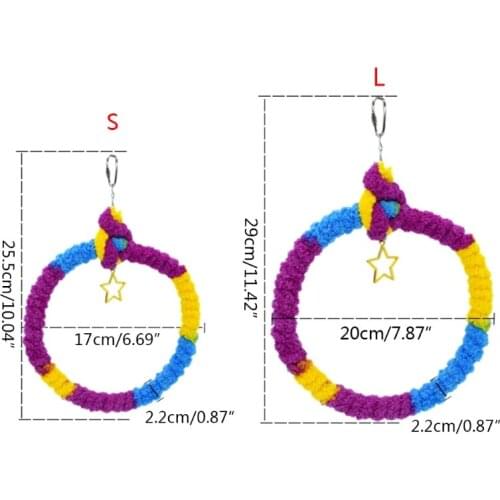 Parrot Plush Swing Standing Bar Pet Bird Chewing Climbing Ring Toy Hanging Perches for Cage R9CA