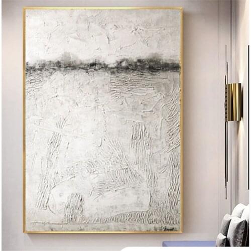 Hand Painted Modern Minimalist Color White Gray Picture On Canvas Wall Oil Painting Nordic Mural For Living Room Home Decor Art