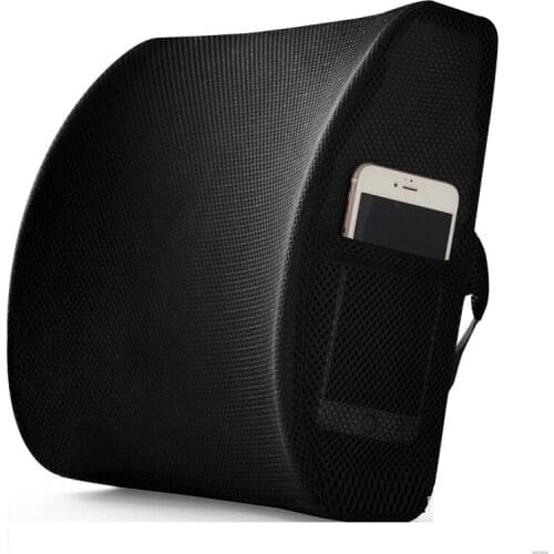 3D mesh Chair Pillow BackSupport Breathable Memory Foam 34*32*12cm Office Chair Back Cushion Black Dropshipping with straps