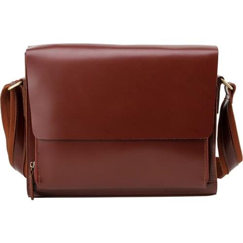 Tiding Fashion Cow leather Mens Shoulder Messenger Bag Casual Style Brown 1018
