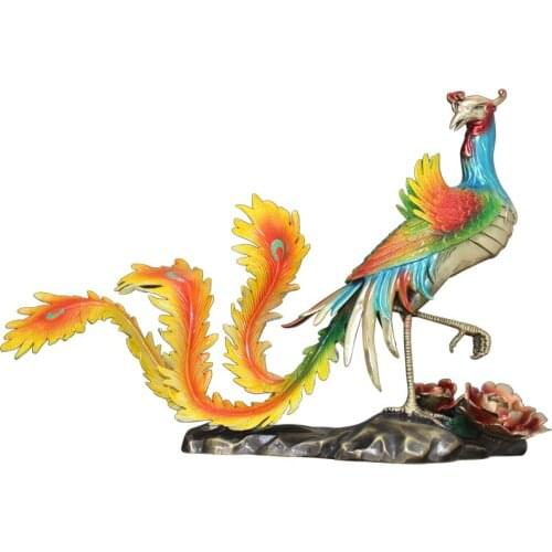 TT Fire Phoenix Decoration Pure Copper Hundred Birds Facing Phoenix Living Room Entrance Housewarming Decoration Crafts