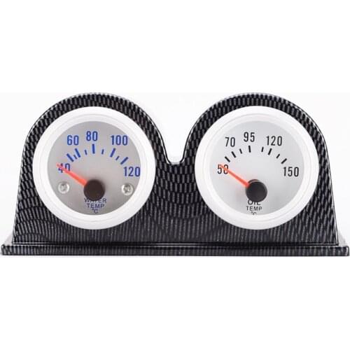 Universal Two Dual Holes 52mm Gauge Meter Dash Pod Carbon Fiber Printed