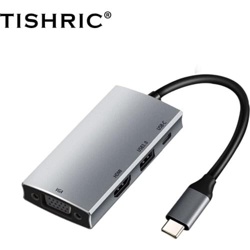 TISHRIC Usb C Hub USB3.0 HDMI-compatible Adapter 4K Type C Cable For Huawei Mate 40 Pro MacBook Usb Type-C Cable