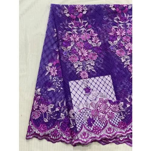 High Quality Lace Fabric Milk Silk Flat Embroidered Flowers French Tulle Mesh Design Sewing Party Dress Skirt 5 Yards Wholesale