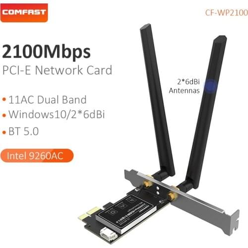 Wifi Card 9260ngw Wi fi Pcie Adapter 2100Mbps Bluetooth-compatible 5.0 With 6dBi Antenna Desktop Wireless Receiver MU-MIMO