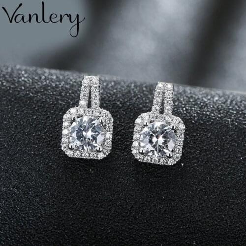 New Arrivals Korean Style Square Cubic Zircon Earrings For Women Lady Bridal Earrings Girls Gifts Pendientes Brincos 2021