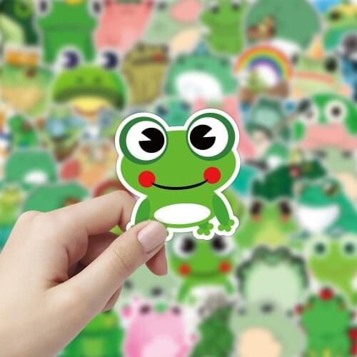10/50pcs Cartoon Little Animal Frog Stickers Waterproof Cute Frog Stickers Scrapbooking Luggage Skateboard Graffiti Sticker Toys