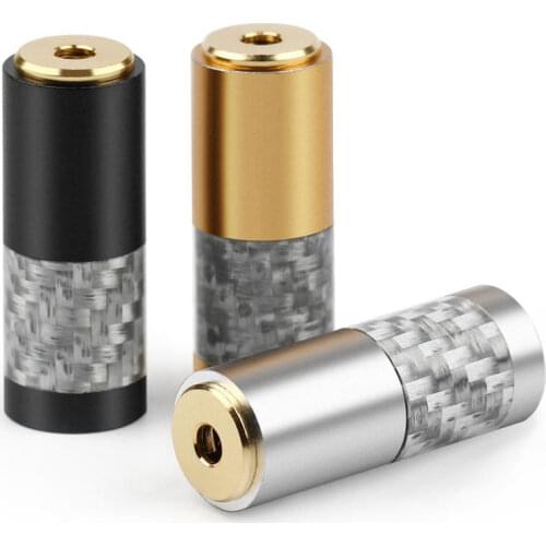 5pcs Hifi 2.5mm 3.5mm Headphone Jack Carbon Fiber Gold Plated Audio Connector Solder Earphone Pin Female Plug Metal Adapter DIY