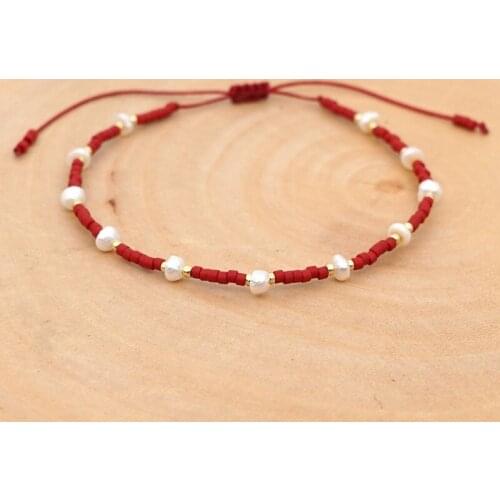 2021 Boho Bracelet Myuki Beads Hand-woven Natural Freshwater Pearl Friendship Rope Small Bracelet for Women Pulseras Armband