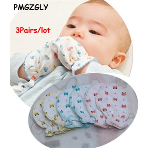 3 Pairs Cute Cartoon Baby Infant Boys Girls Anti Scratch Mittens Soft Gloves baby gloves Kids Gloves