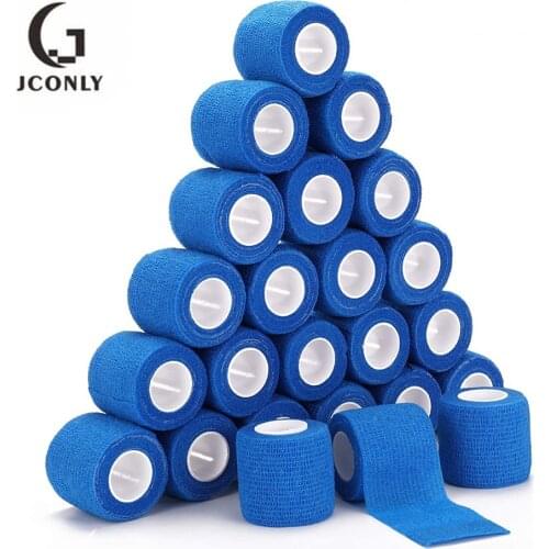 6/12/24Pcs BlueDisposable Cohesive Tattoo Grip Tape Wrap Elastic Bandage Rolls for Tattoo Grip Tube Free Shipping