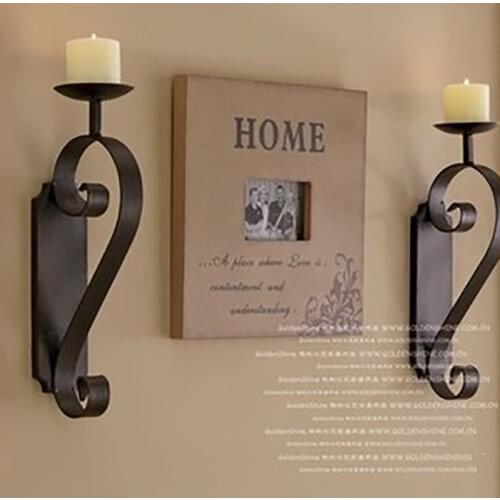 American Classic Wall Metal Candle Holders Iron Retro Candlestick Decor Candle Stand Lighthouse Bougeoir Home Decoration FC158