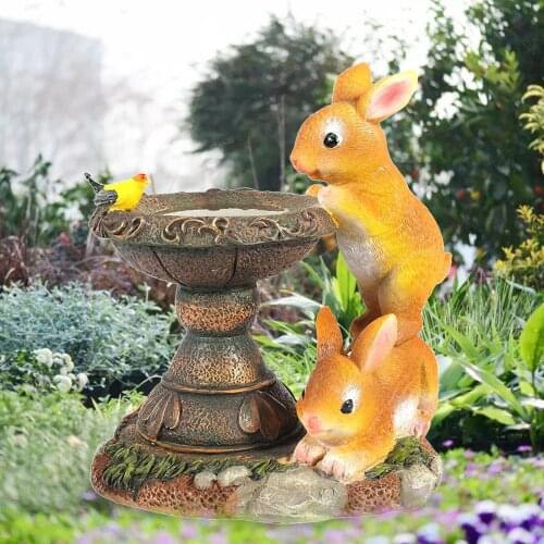 Art Rabbit Sculpture Statue, Bunny Statue Carving Figurine Craft for Home Garden Patio Deck Porch Yard Art Decoration