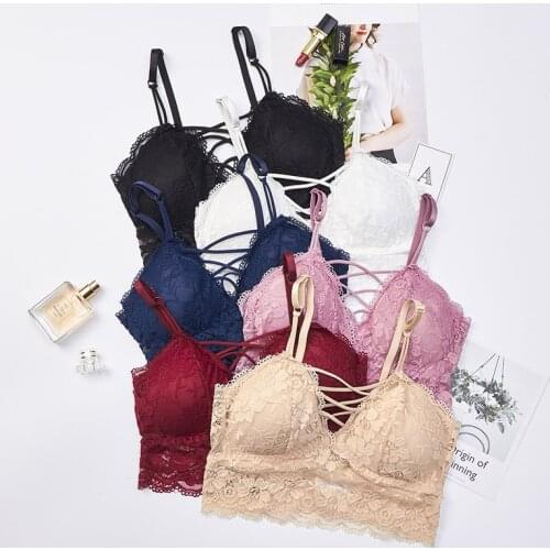Lace Bralette Padded Black Push Up Bra Sexy F1 Seamless Bras Plunge White Pink Wireless Red Blue
