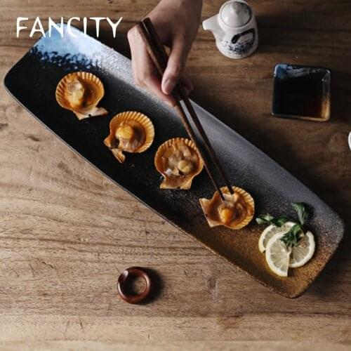 FANCITY Large sushi plate Japanese ceramic long plate sashimi set plate hotel restaurant special lobster plate
