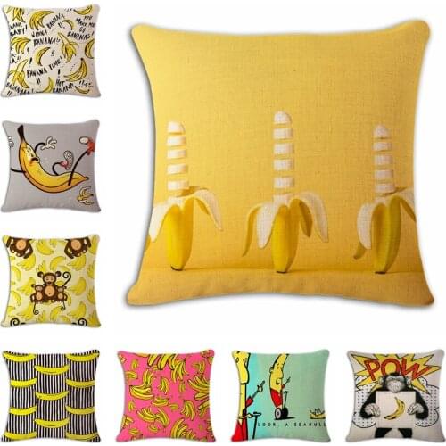 Pretty Funny Banana Cushion Cover Print Linen Affection Sofa Car Seat Family Home Decorative Throw Pillow Case Housse De Coussin