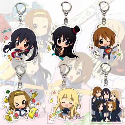 Anime K-ON!! Keychain Hirasawa Yui Akiyama Mio Kotobuki Tsumugi Acrylic Cartoon Figures Key Chain Backpack Bag Charm Accessories