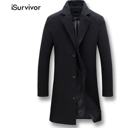 ISurvivor 2021 Men Autumn Winter Overcoats Jackets and Coats Male Casual Fashion Slim Fitted large Size Solid Color Jacket M-5XL