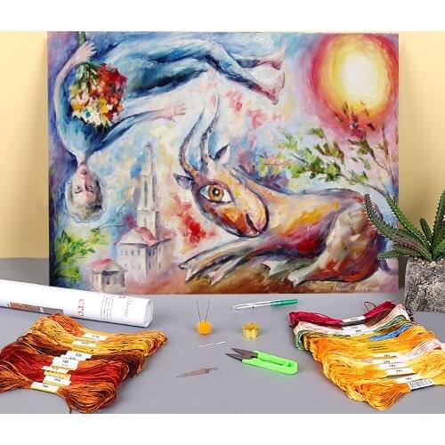 Oil Painting Style Printed Canvas 11CT Cross-Stitch Kit Embroidery DMC Threads Sewing Knitting Hobby Handiwork Magic Floss