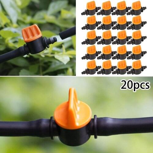 20pcs 4/7mm Valves Hose Barbed Two Way Straight Valve Garden Watering Irrigation Water Flow Control Ball Valve Pipe Fitting
