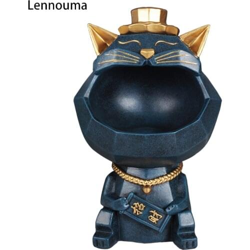Lennuoma Cat Storage Box Figurine Resin Lucky Big Mouth Home Decor Sculpture Modern Craft Ornamental Nordic Decorative Key Box