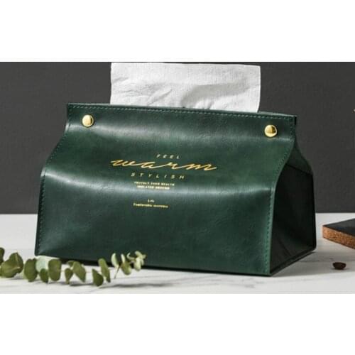 Ins Nordic Leather Tissue Box Tray Living Room Home Creative Tissue Set Paper Bag Car Coffee Table Paper Box