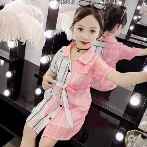 Summer Girls Dress 4Childrens Clothing 11 Sweet Stitching Dress 9 Student Fashion Dresses 8 Children 7 Chiffon Dress 6 YearsOld