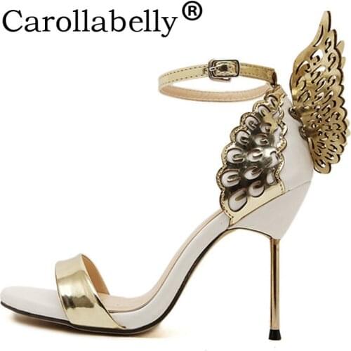 Carollabelly 2019 Sweet High Heels Butterfly Heel Women Pumps Women Sandals Sexy Wedding Party Shoes Big Size Shoes 10cm Heel